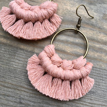 Load image into Gallery viewer, Small Fringe Earrings - Dusty Blush Pink &amp; Bronze
