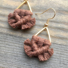 Load image into Gallery viewer, Micro Fringe Triangle Earrings - Brown &amp; Gold
