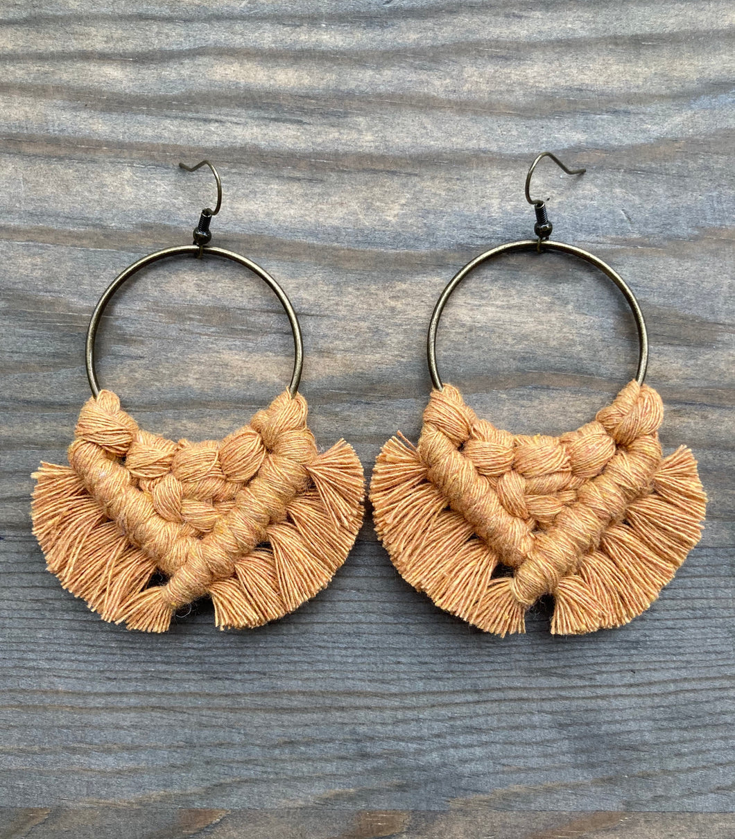 Large Square Knot Earrings - Marigold & Bronze