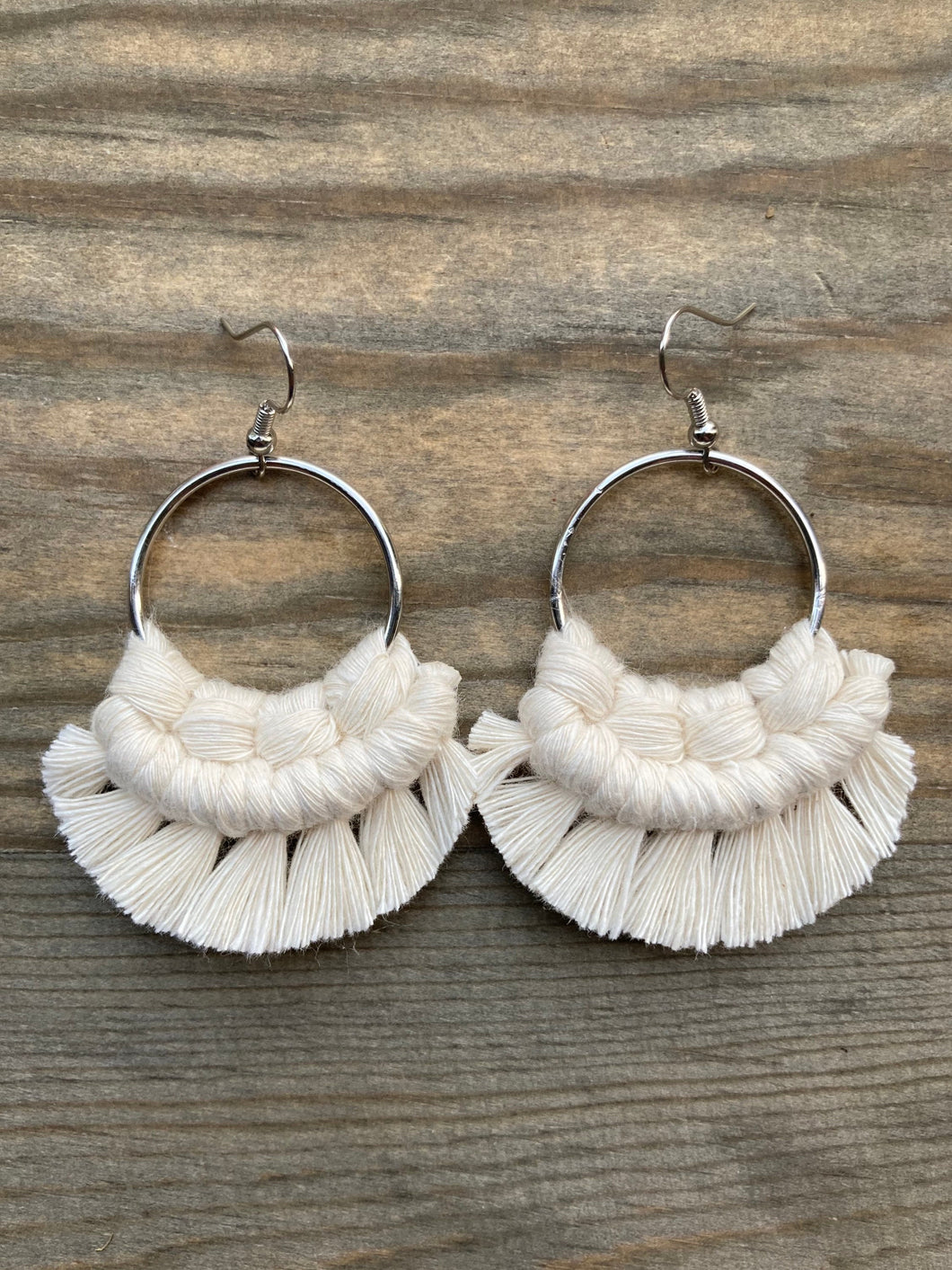 Small Fringe Earrings - Natural & Silver