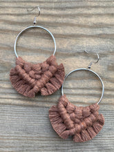 Load image into Gallery viewer, Large Square Knot Earrings - Brown &amp; Silver
