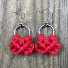 Load image into Gallery viewer, Micro Fringe Round Earrings - Red &amp; Silver
