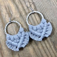 Load image into Gallery viewer, Small Square Knot Earrings - Gray &amp; Silver
