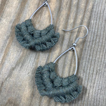 Load image into Gallery viewer, Small Teardrop Fringe Earrings - Army Green
