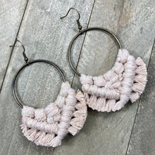Load image into Gallery viewer, Large Square Knot Fringe Earrings - Nude &amp; Bronze
