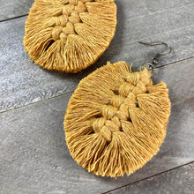 Load image into Gallery viewer, Feather Fringe Earrings - Mustard &amp; Bronze
