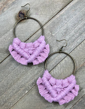 Load image into Gallery viewer, Large Square Knot Earrings - Dusty Pink &amp; Bronze
