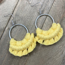 Load image into Gallery viewer, Small Fringe Earrings - Light Yellow &amp; Silver
