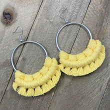 Load image into Gallery viewer, Large Fringe Earrings - Light Yellow &amp; Silver
