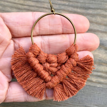Load image into Gallery viewer, Large Square Knot Earrings - Burnt Orange &amp; Bronze
