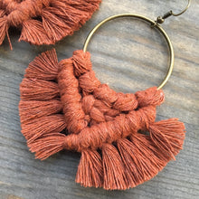Load image into Gallery viewer, Large Square Knot Earrings - Burnt Orange &amp; Bronze

