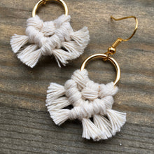 Load image into Gallery viewer, Micro Fringe Round Earrings - Natural &amp; Gold
