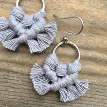 Load image into Gallery viewer, Micro Round Fringe Earrings - Gray &amp; Silver
