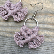 Load image into Gallery viewer, Micro Fringe Round Earrings - Dusty Mauve &amp; Silver
