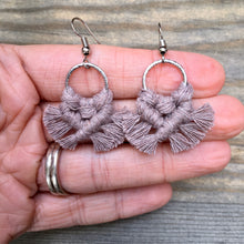 Load image into Gallery viewer, Micro Fringe Round Earrings - Dusty Mauve &amp; Silver

