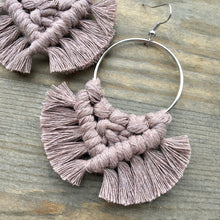 Load image into Gallery viewer, Large Square Knot Earrings - Dusty Mauve &amp; Silver
