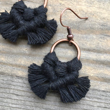 Load image into Gallery viewer, Micro Fringe  Round Earrings - Black &amp; Copper
