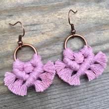 Load image into Gallery viewer, Micro Fringe Round Earrings - Dusty Pink &amp; Copper
