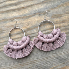 Load image into Gallery viewer, Small Fringe Earrings - Dusty Mauve &amp; Silver
