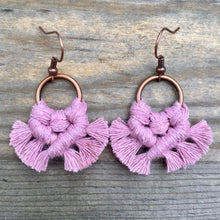 Load image into Gallery viewer, Micro Fringe Round Earrings - Dusty Pink &amp; Copper
