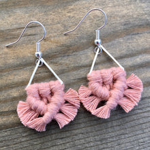 Load image into Gallery viewer, Micro Fringe Triangle Earrings - Mini Blush Pink &amp; Silver
