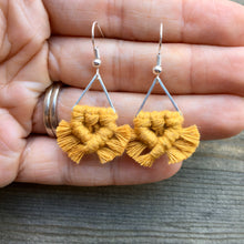 Load image into Gallery viewer, Micro Fringe Triangle Earrings - Golden Mustard &amp; Silver
