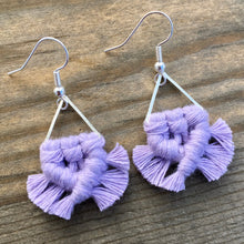 Load image into Gallery viewer, Micro Triangle Fringe Earrings - Lavender &amp; Silver

