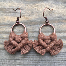 Load image into Gallery viewer, Micro Fringe Round Earrings - Brown &amp; Copper

