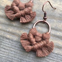 Load image into Gallery viewer, Micro Fringe Round Earrings - Brown &amp; Copper
