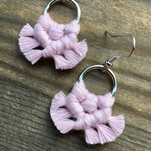 Load image into Gallery viewer, Micro Fringe Round Earrings - Baby Pink &amp; Silver
