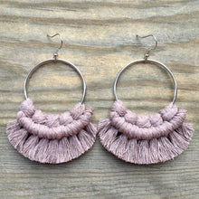 Load image into Gallery viewer, Large Fringe Earrings - Dusty Mauve &amp; Silver
