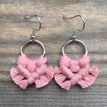 Load image into Gallery viewer, Micro Fringe Round Earrings - Blush Pink &amp; Silver
