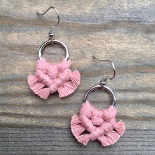 Load image into Gallery viewer, Micro Fringe Round Earrings - Blush Pink &amp; Silver
