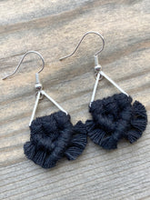 Load image into Gallery viewer, Micro Triangle Fringe Earrings - Black &amp; Silver

