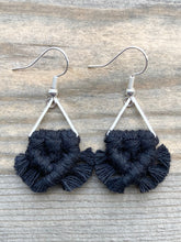 Load image into Gallery viewer, Micro Triangle Fringe Earrings - Black &amp; Silver
