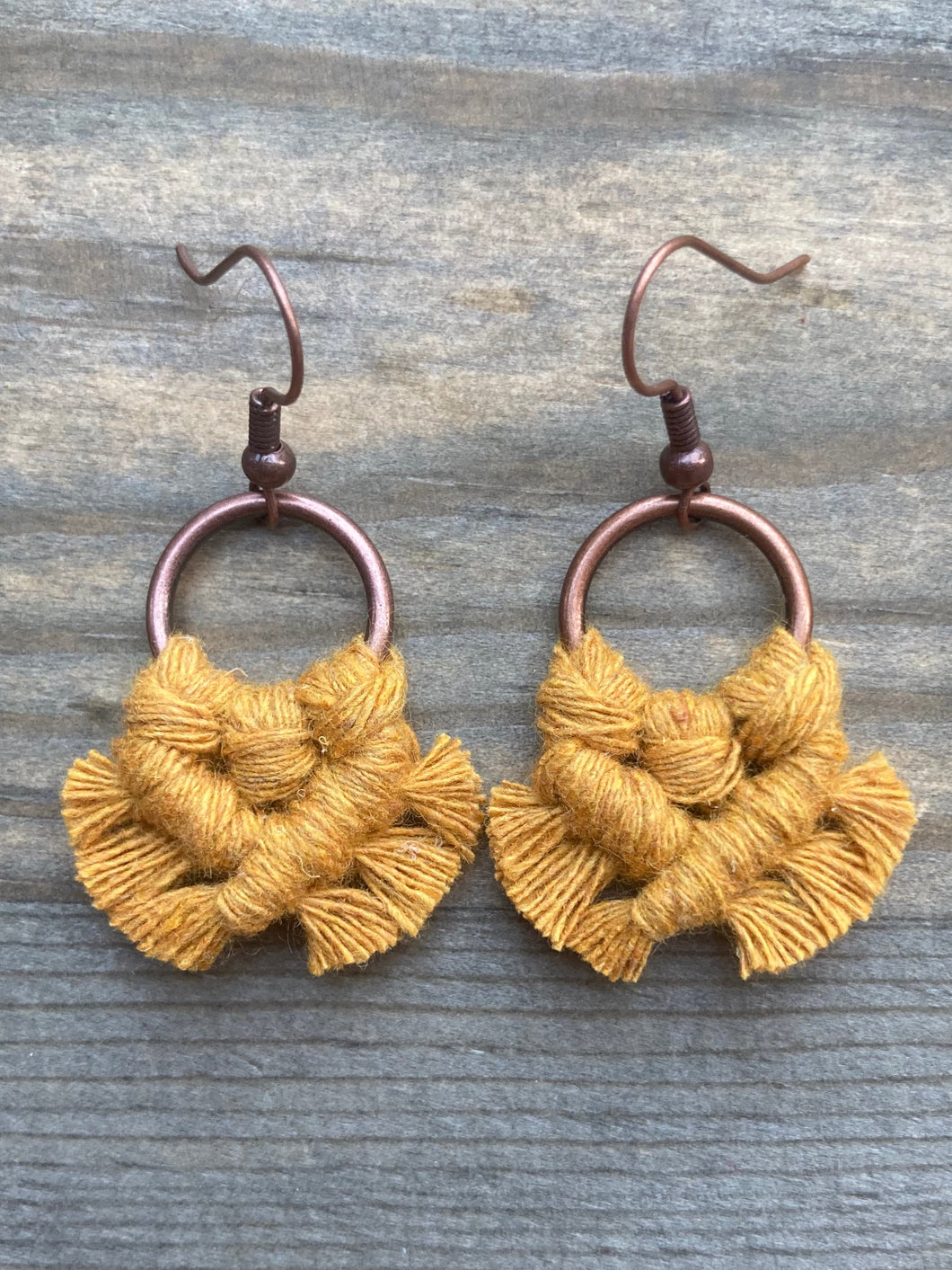 Micro Fringe Round Earrings - Mustard & Copper