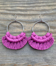 Load image into Gallery viewer, Large Fringe Earrings - Berry Pink &amp; Silver
