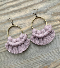 Load image into Gallery viewer, Small Round Fringe Earrings - Dusty Mauve &amp; Bronze
