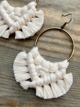 Load image into Gallery viewer, Large Square Knot Fringe Earrings - Natural &amp; Bronze
