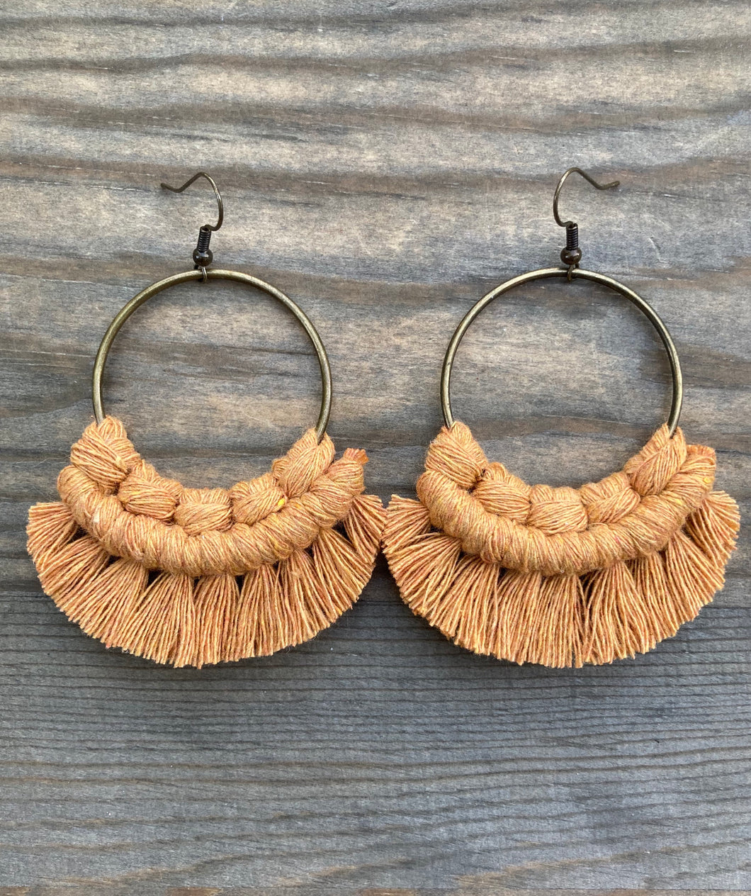 Large Fringe Earrings - Marigold & Bronze