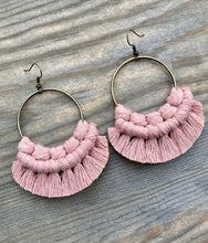 Load image into Gallery viewer, Large Fringe Earrings - Dusty Blush &amp; Bronze
