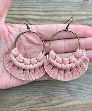 Load image into Gallery viewer, Large Fringe Earrings - Dusty Blush &amp; Bronze
