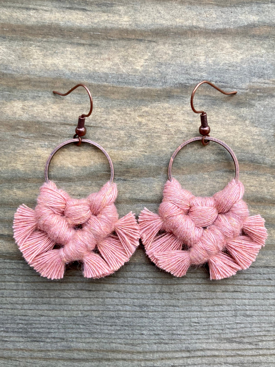 Extra Small Fringe Earrings - Blush Pink