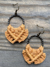 Load image into Gallery viewer, Small Square Fringe Earrings - Marigold &amp; Bronze
