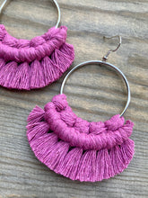 Load image into Gallery viewer, Large Fringe Earrings - Berry Pink &amp; Silver
