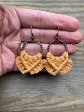 Load image into Gallery viewer, Small Square Fringe Earrings - Marigold &amp; Bronze
