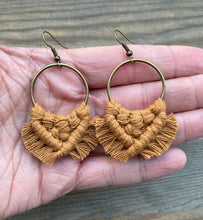 Load image into Gallery viewer, Medium Square Knot Earrings - Caramel Brown &amp; Bronze
