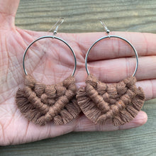 Load image into Gallery viewer, Large Square Knot Earrings - Brown &amp; Silver
