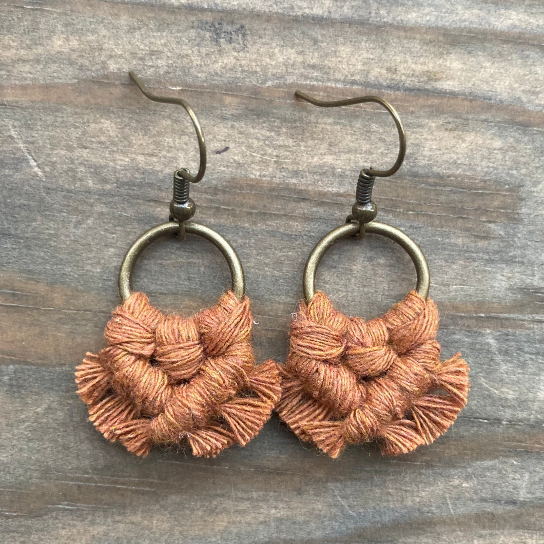 Micro Fringe Round Earrings - Cinnamon & Bronze
