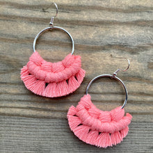 Load image into Gallery viewer, Small Fringe Earrings - Coral &amp; Silver
